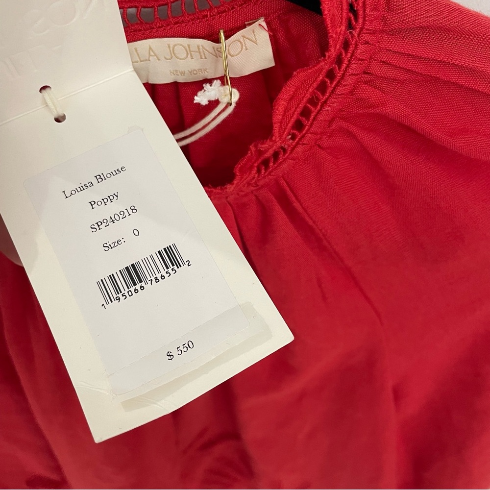 NWT Ulla Johnson Louisa Eyelet Ruffle Linen Blend Top in Poppy.     22 - Picture 3 of 14